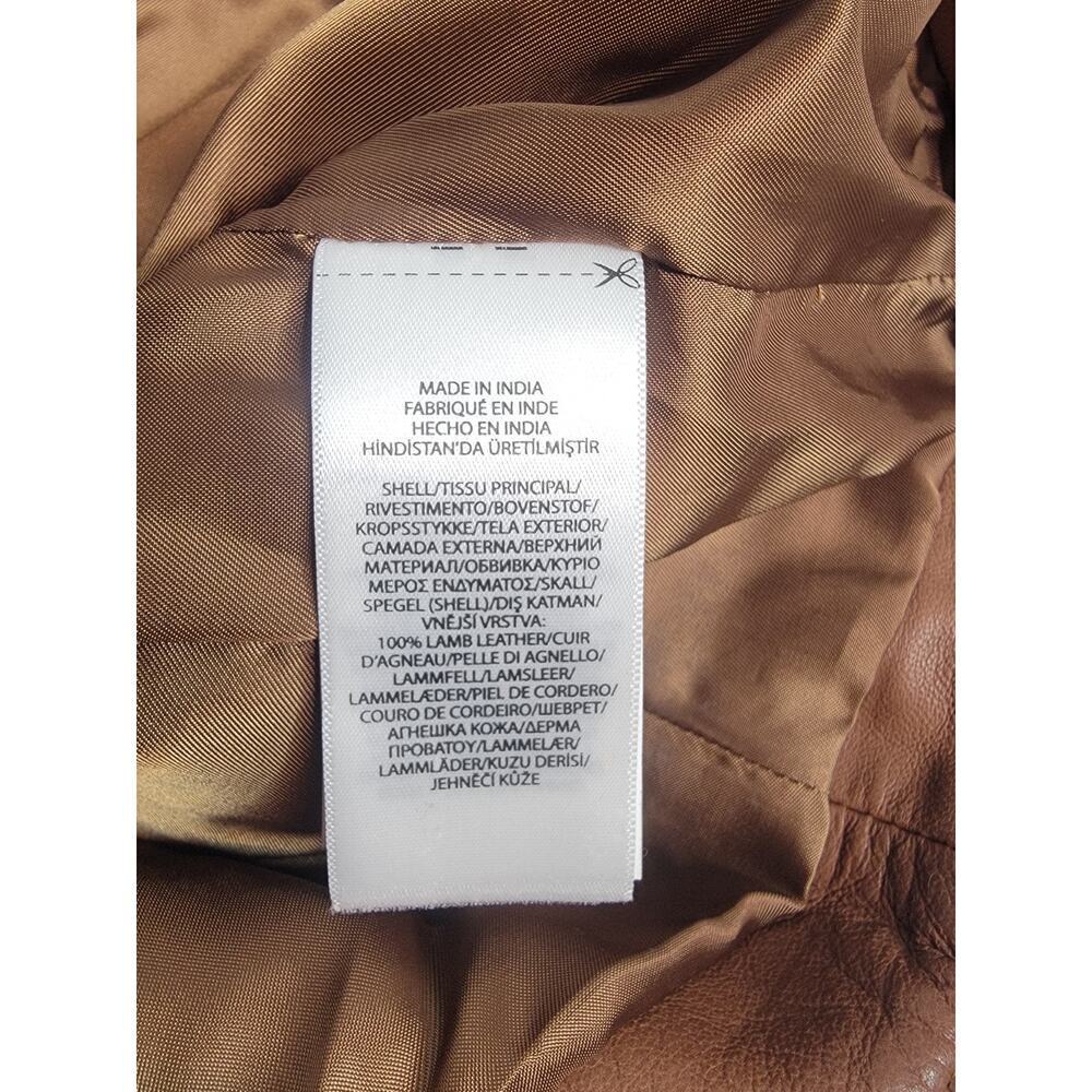 Polo Ralph Lauren Cognac Brown Lamb Leather Moto Jacket Size 2/4 Womens - Picture 9 of 16